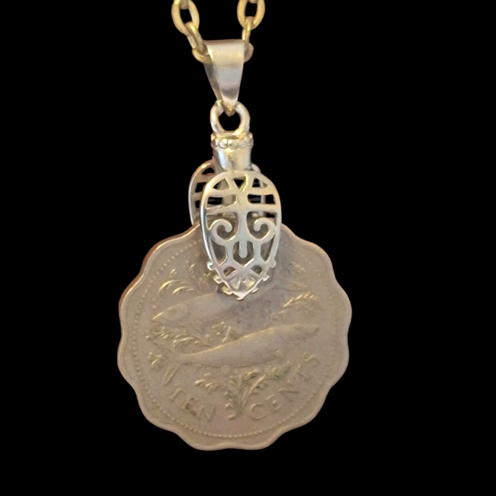 Gold Coin Pendant Necklace - Commonwealth Of The Bahamas 1980 - Picture 3 of 8